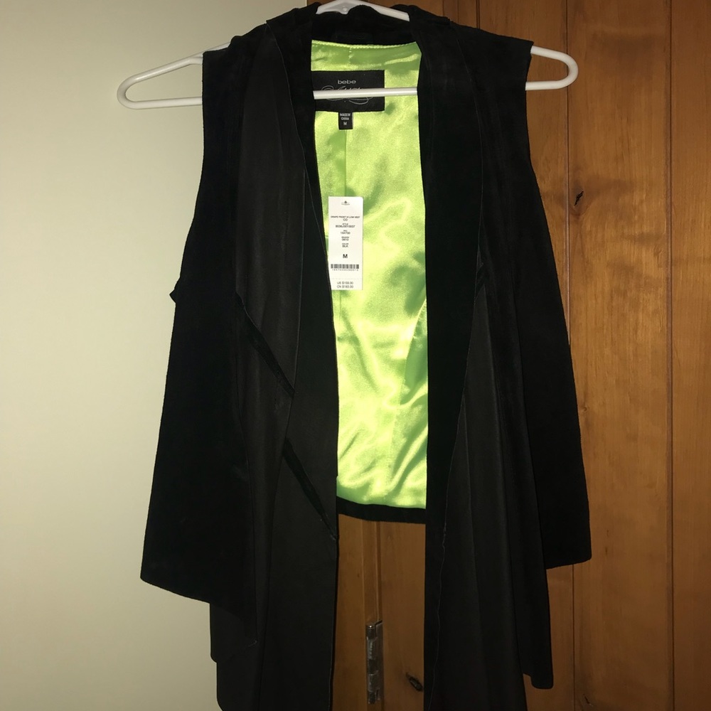 Brand new black Bebe suede vest